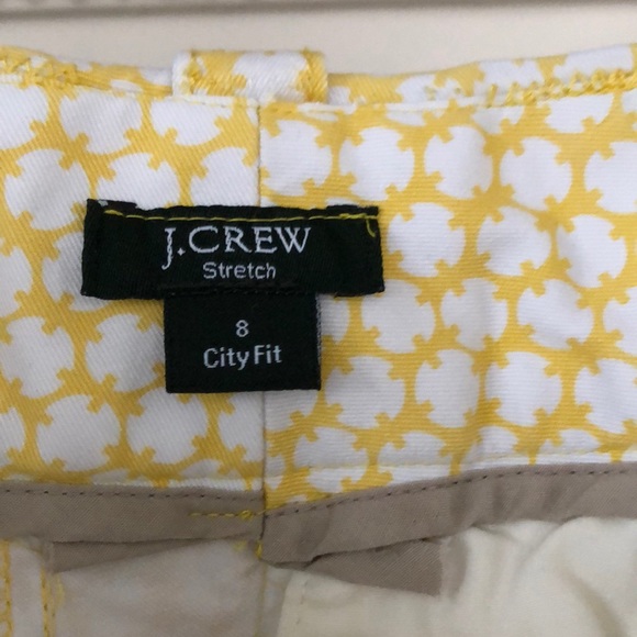 J. Crew City Fit Stretch Pant Yellow Print Sz. 8 - Picture 4 of 5